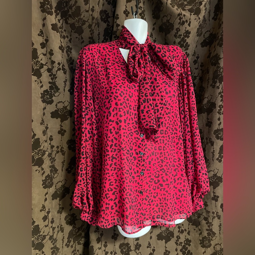 Chico's Red Leopard Print Blouse